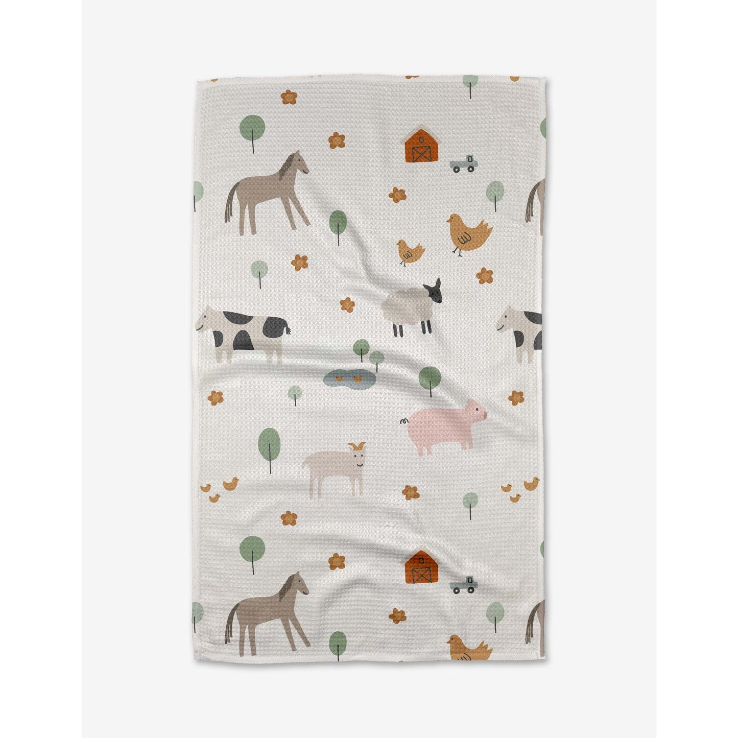 Light Farm Animals Geometry Tea Towel
