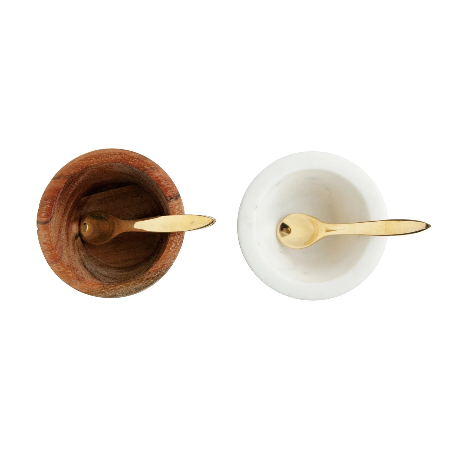 Marble & Mango Wood Pinch Pot w/ Brass Spoon Candles Browns Kitchen
