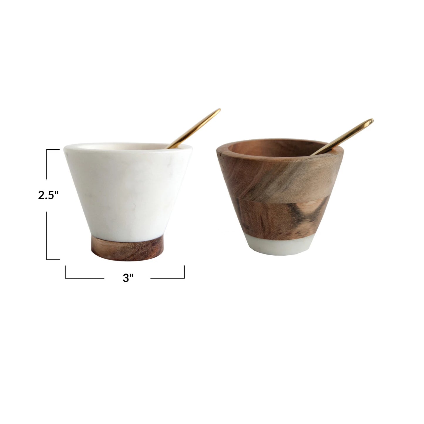 Marble & Mango Wood Pinch Pot w/ Brass Spoon Candles Browns Kitchen