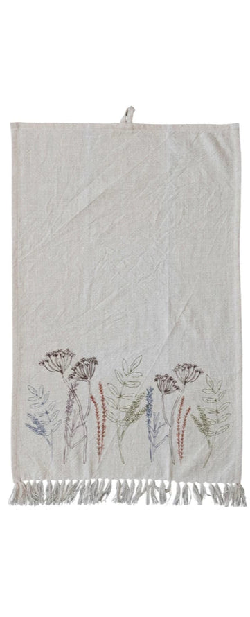 Flowers & Fringe Cotton Printed Tea Towels