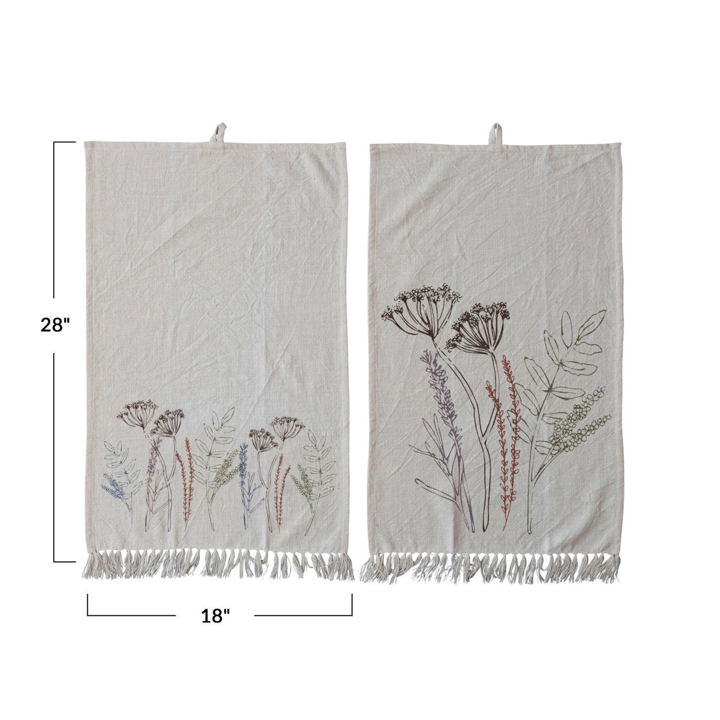Flowers & Fringe Cotton Printed Tea Towels