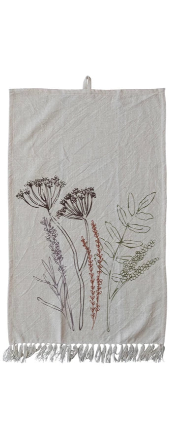 Flowers & Fringe Cotton Printed Tea Towels