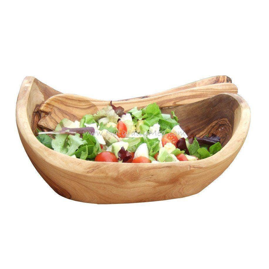 Olive Wood Natural Boat Shaped Fruit / Salad Bowl