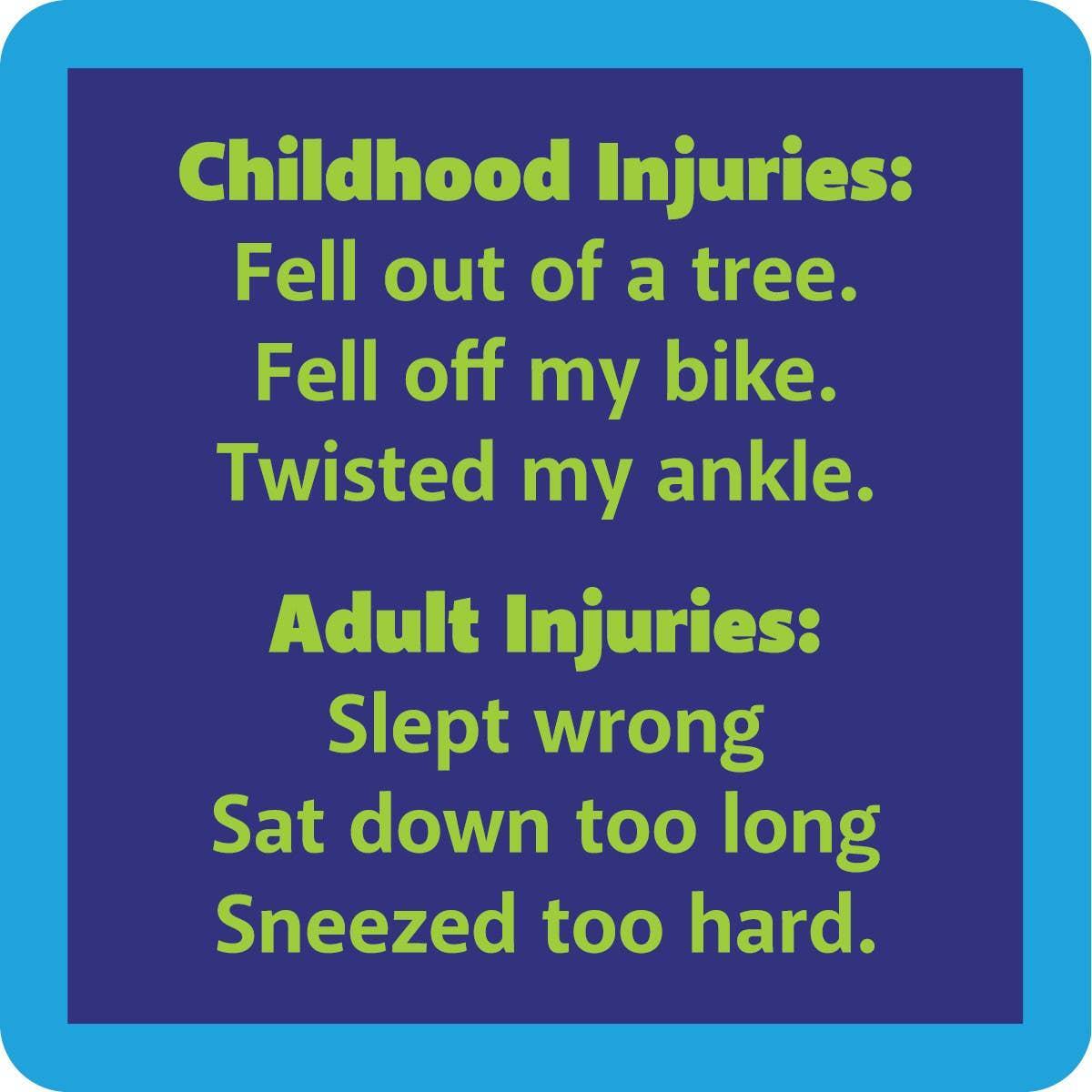 Childhood Injuries Coaster | Funny Gift | Home Bar Decor