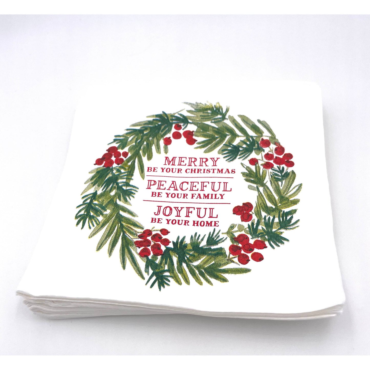 Merry Peaceful Joyful Christmas Cocktail Napkins - 20ct