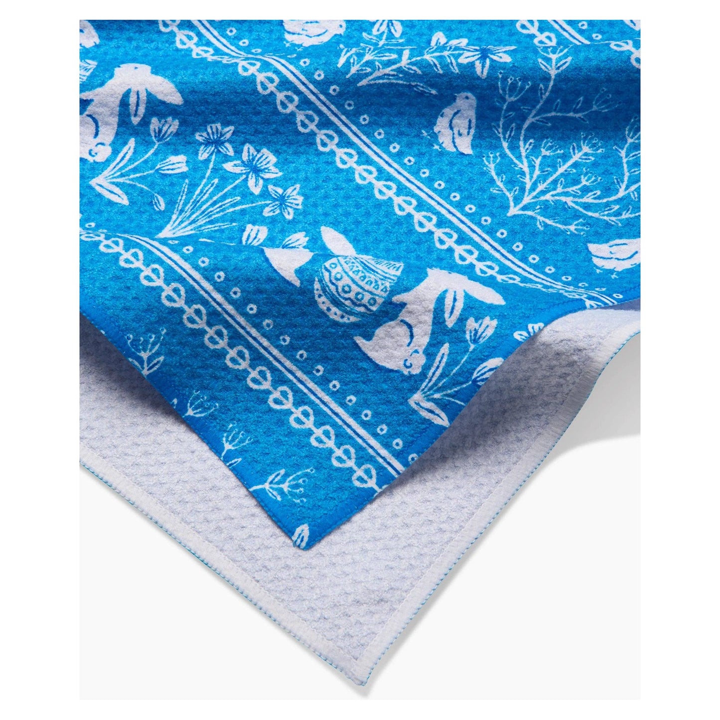 Delft Blue Easter Stripe Tea Towel