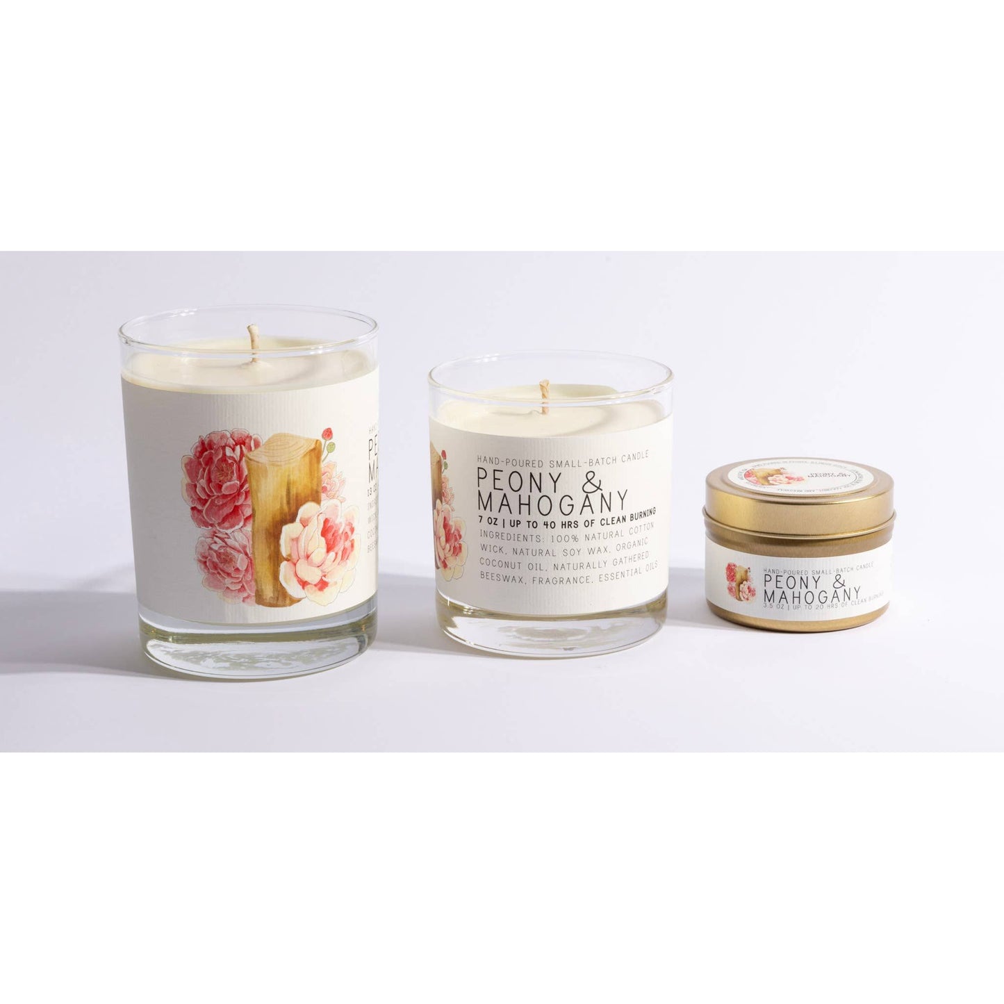 Peony & Mahogany - Medium Glass - Just Bee Candle