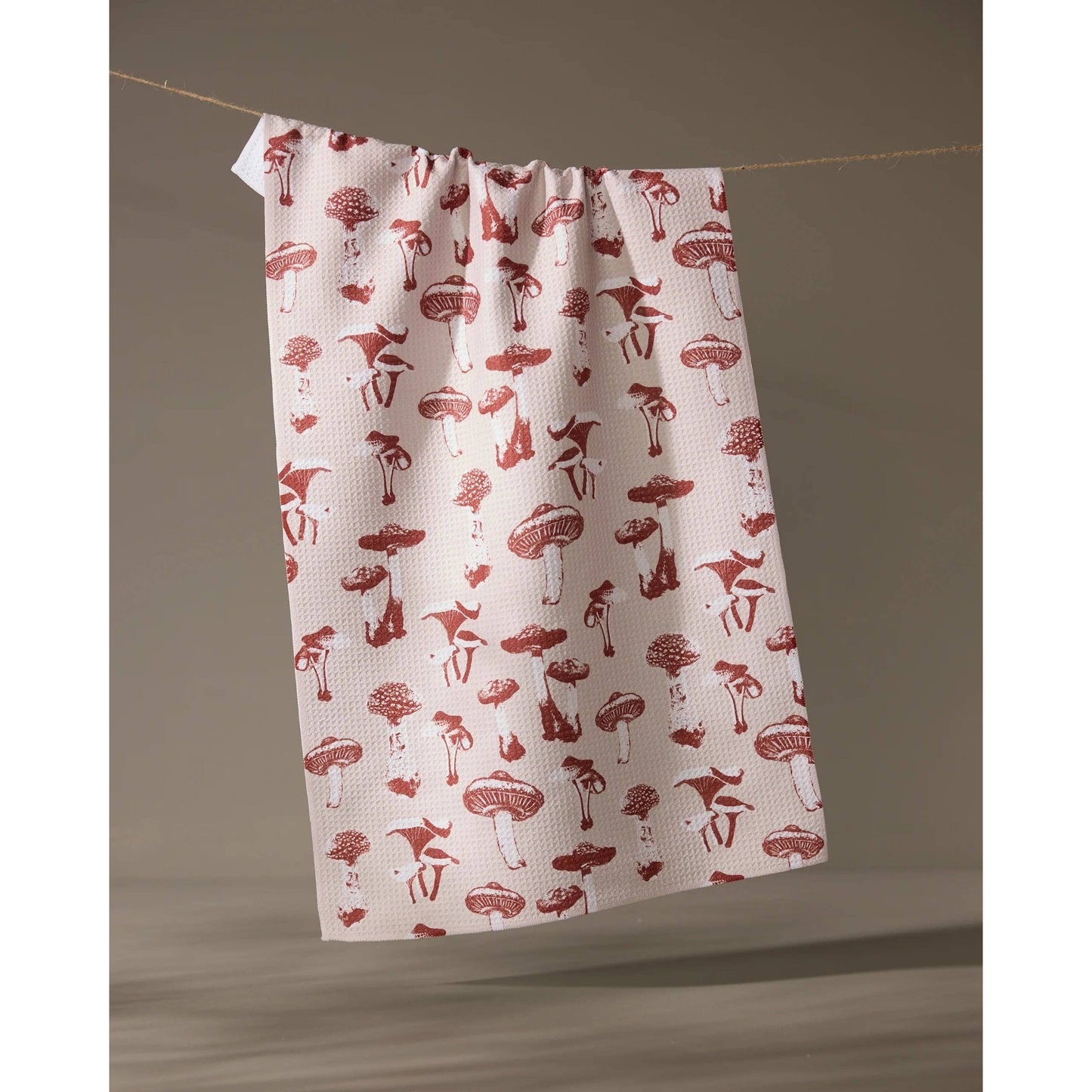 Autumn Mushrooms Geometry Tea Towel