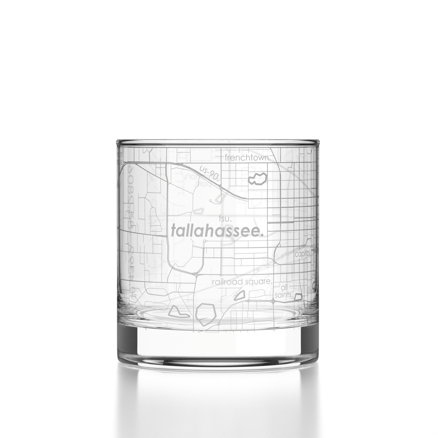 Tallahassee FL Map Rocks Whiskey Glass