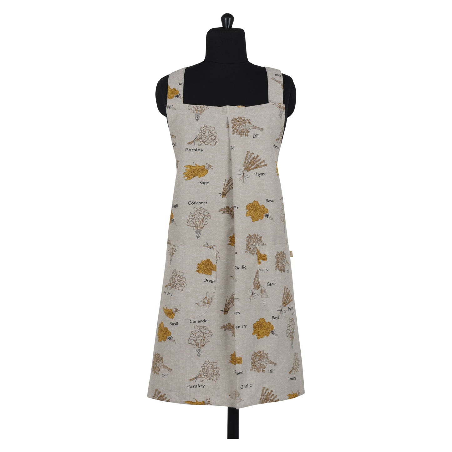 Apron Long Pinafore Herbs Mustard