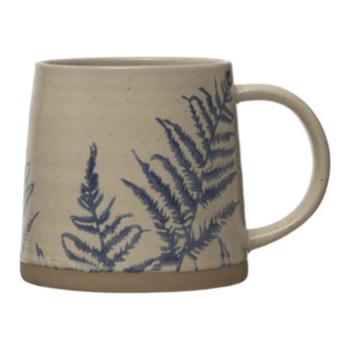 Hand-Stamped Botanical Stoneware Mug