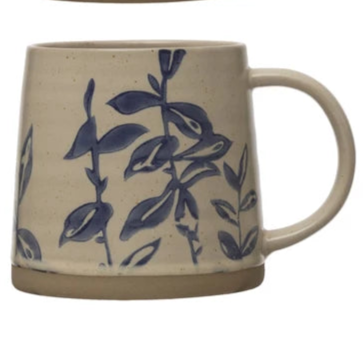 Hand-Stamped Botanical Stoneware Mug