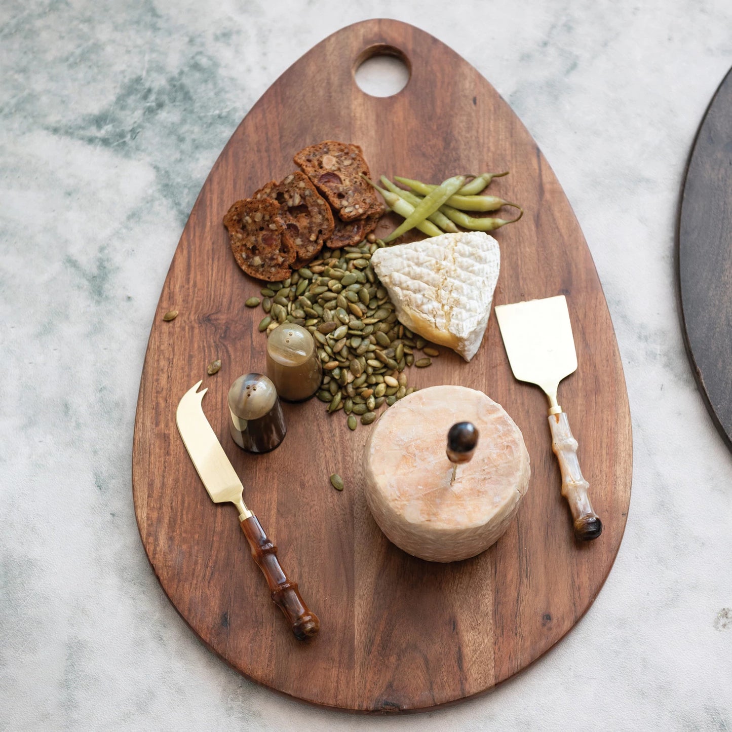Acacia Wood Cheese/Cutting Board w/ Handle, Natural Cutting Boards Browns Kitchen