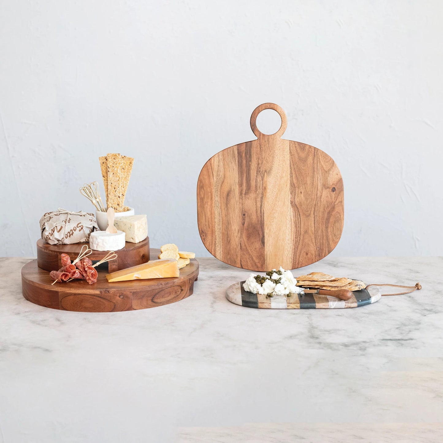 Acacia Wood CheeseCutting Board with Round Handle
