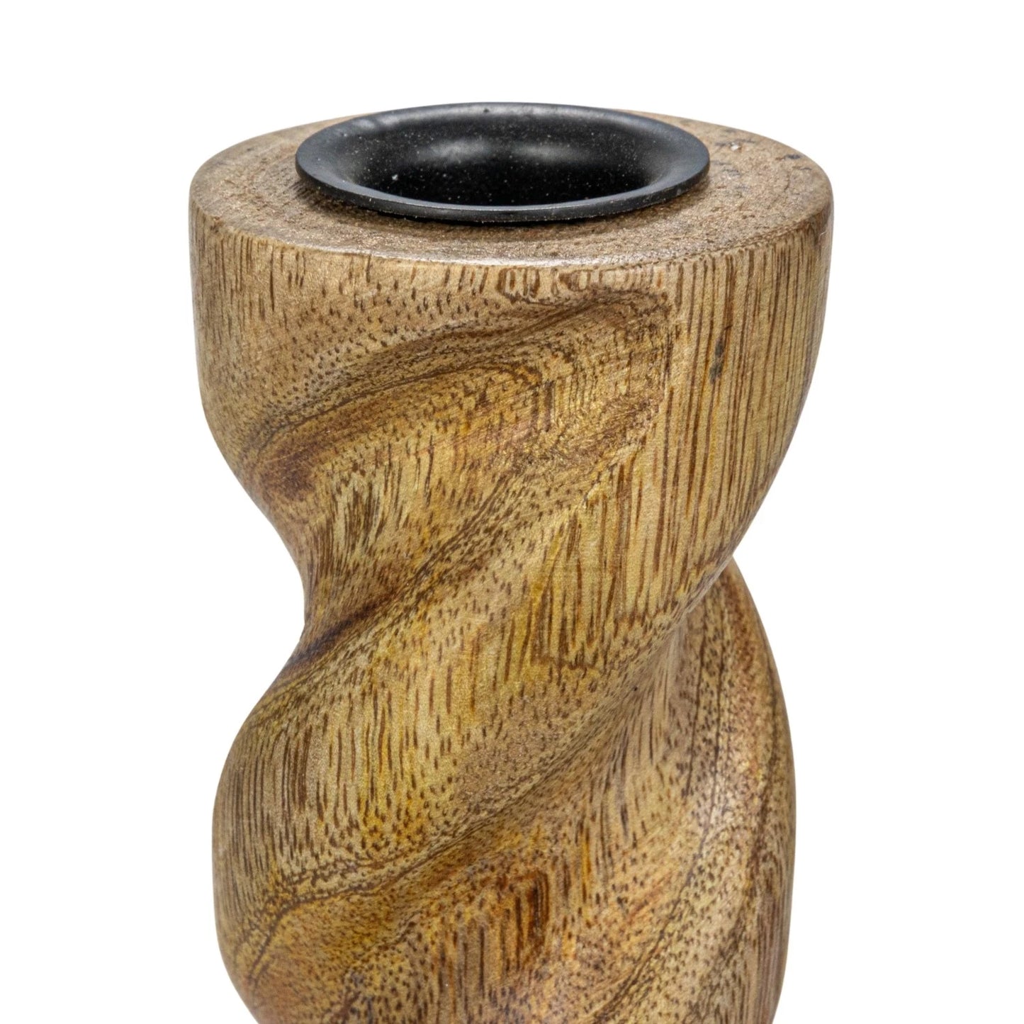 Tall Carved Mango Wood Twisted Taper Holder