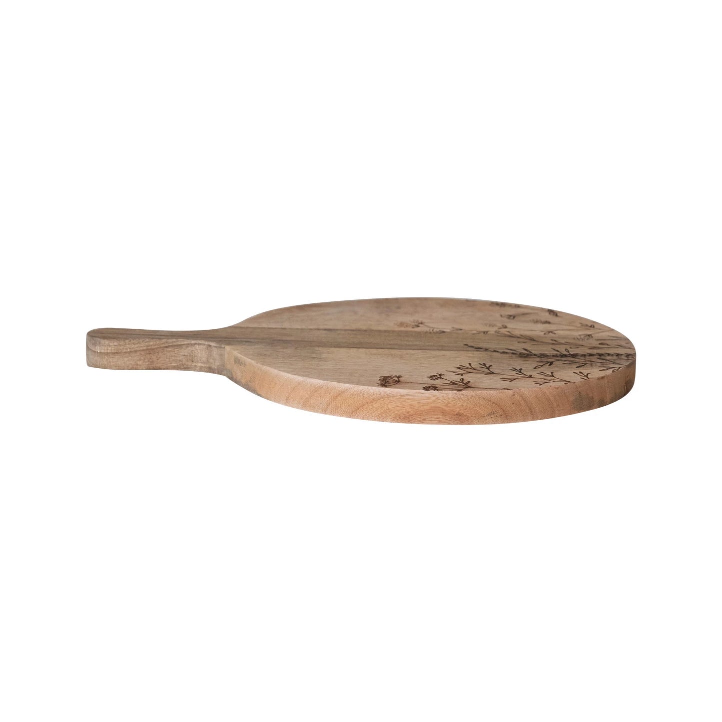 Mango Wood Serving Board w/ Etched Botanicals