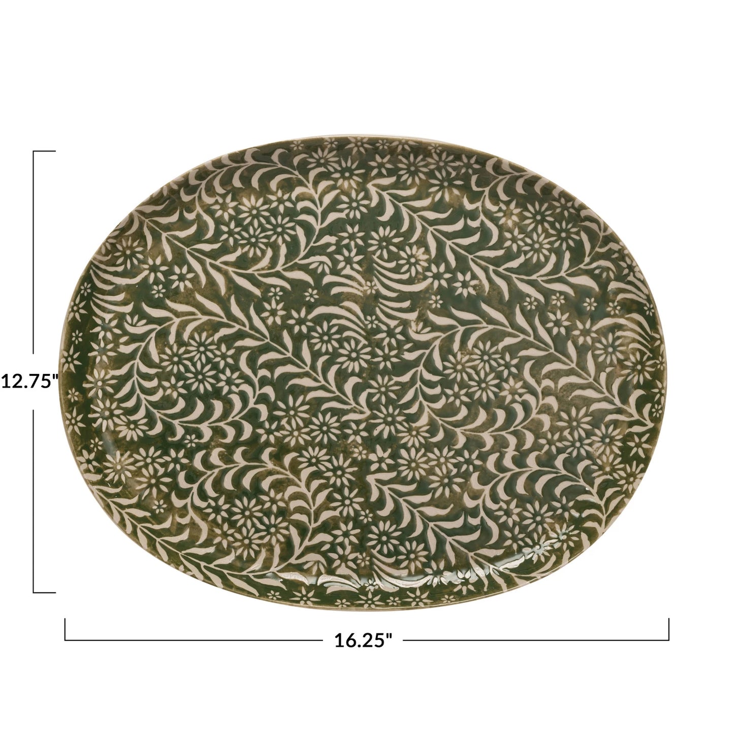 Green Botanics Wax Relief Stoneware Platter