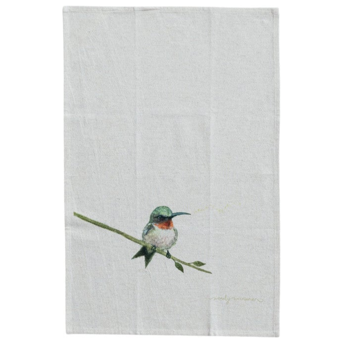 Painted Bird Cotton & Linen Printed Tea Towel, 4 Styles