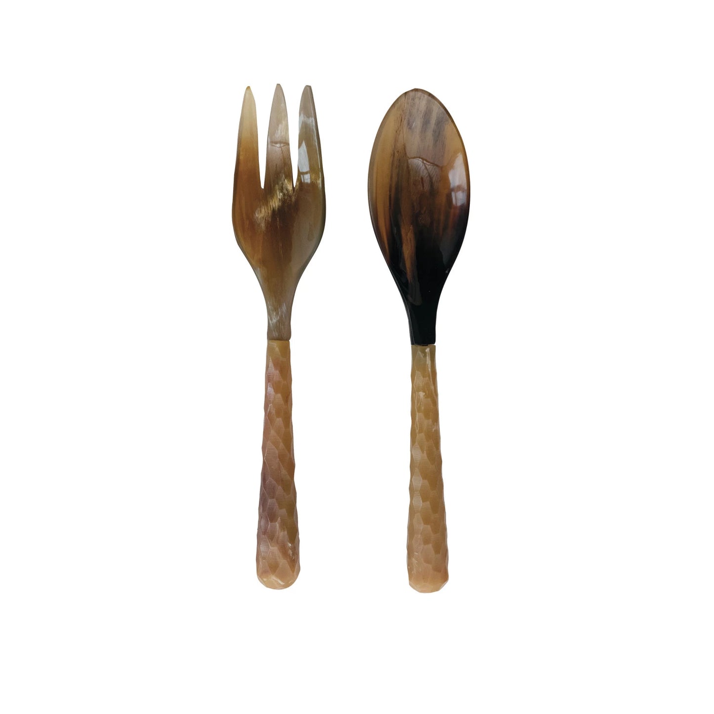 Natural Horn Salad Servers, Set of 2 (Each One Will Vary)