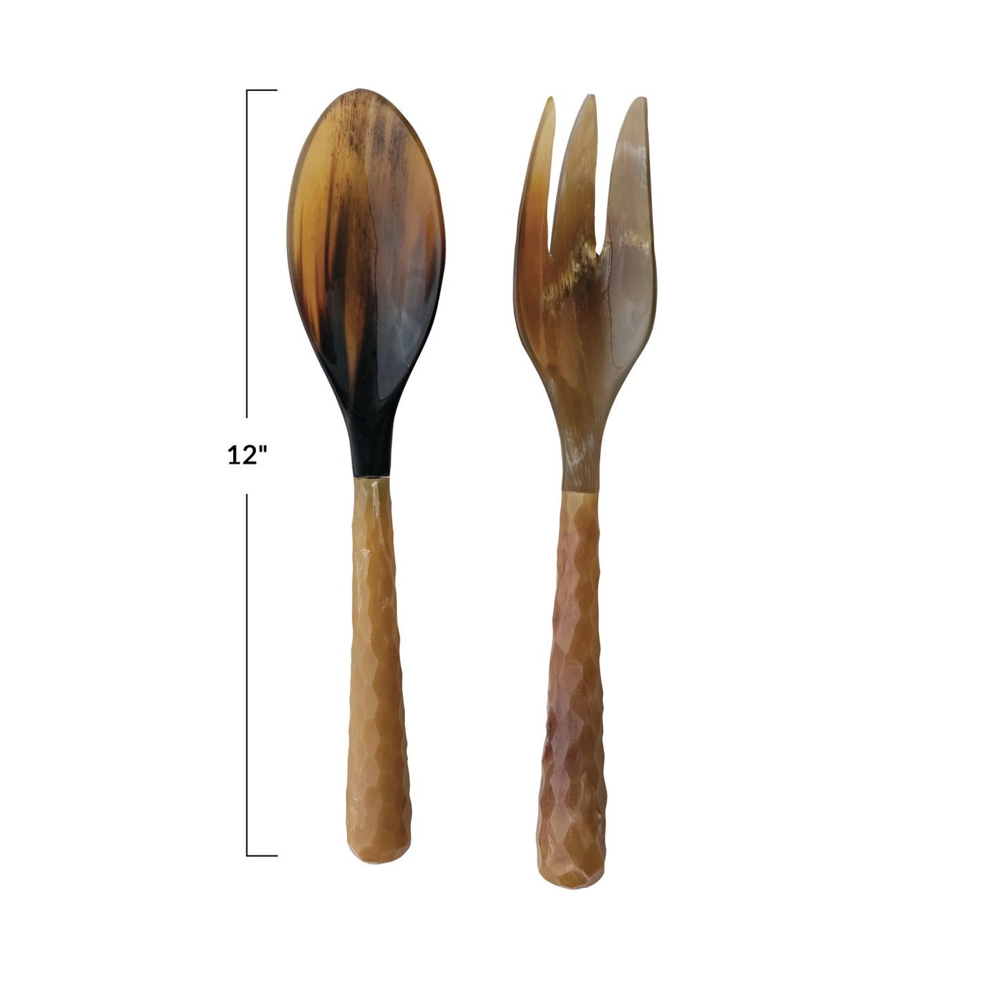 Natural Horn Salad Servers, Set of 2 (Each One Will Vary)
