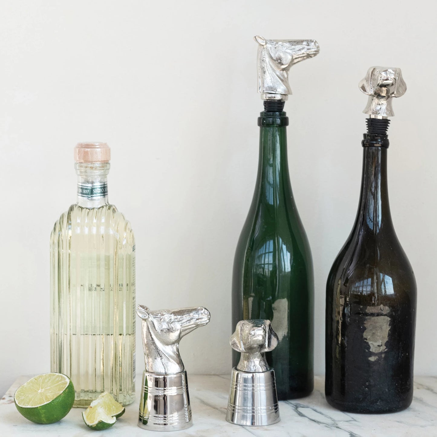 Horse Head Cocktail Jigger, Cast Aluminum + Stainless Steel