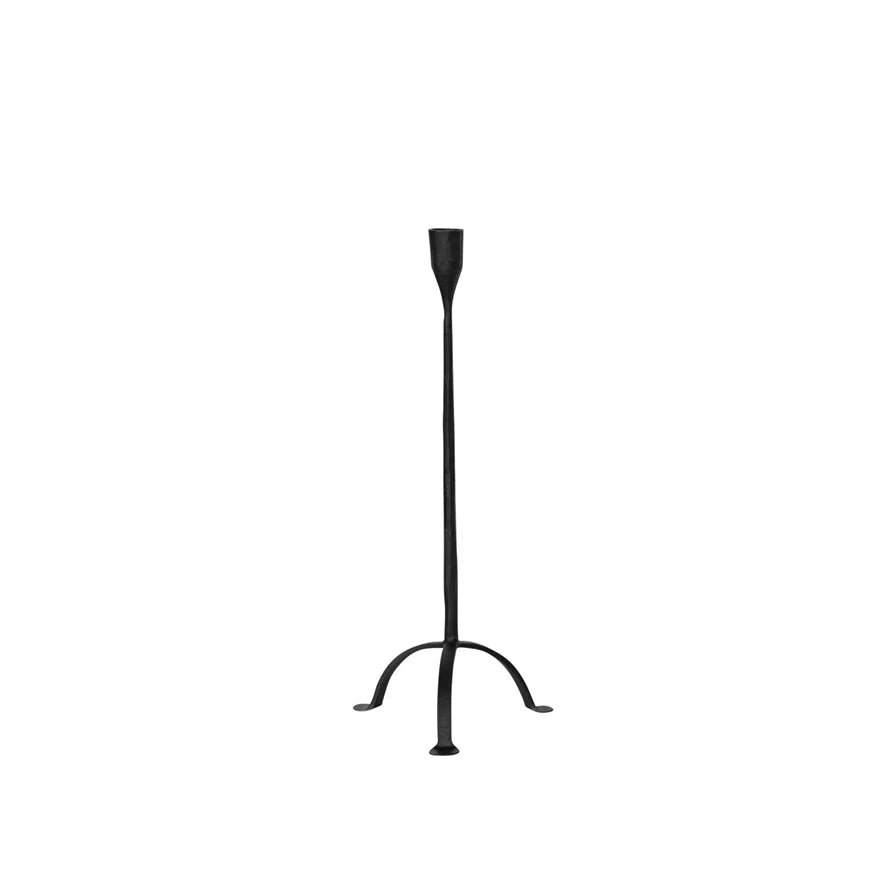 Short Hand-Forged Cast Iron Footed Taper Holder