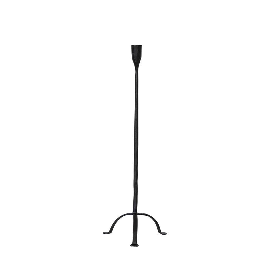 Tall Hand-Forged Cast Iron Footed Taper Holder
