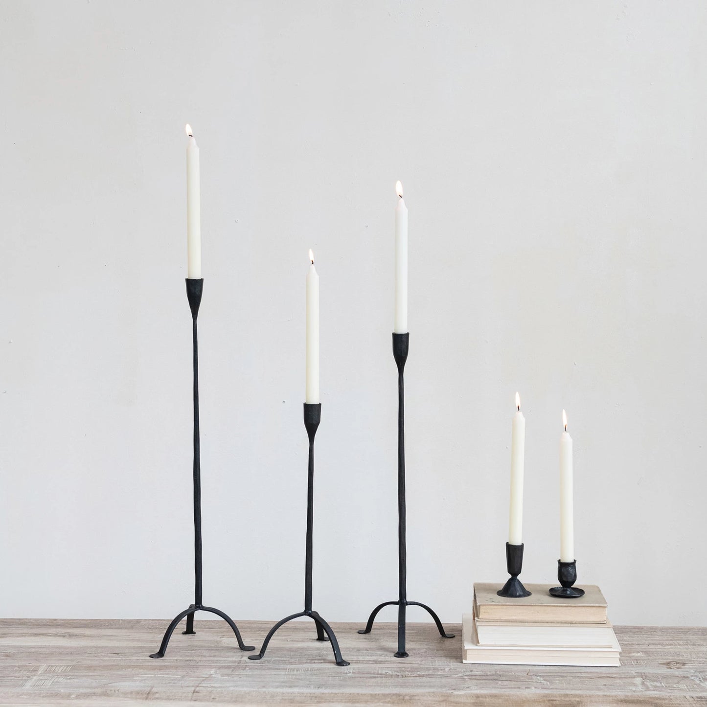 Short Hand-Forged Cast Iron Footed Taper Holder