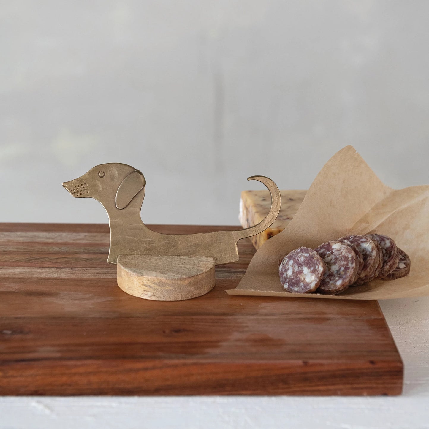 Dachshund Shaped Cheese Knife with Mango Wood Stand