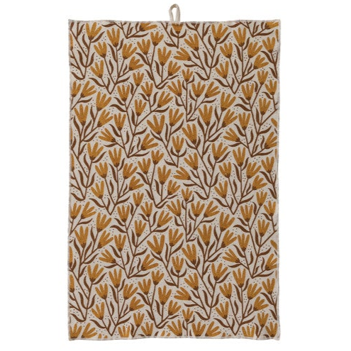 Cotton Printed Terry Cloth Tea Towel w/ Pattern/Stripes & Stitched Edge, 8 Styles