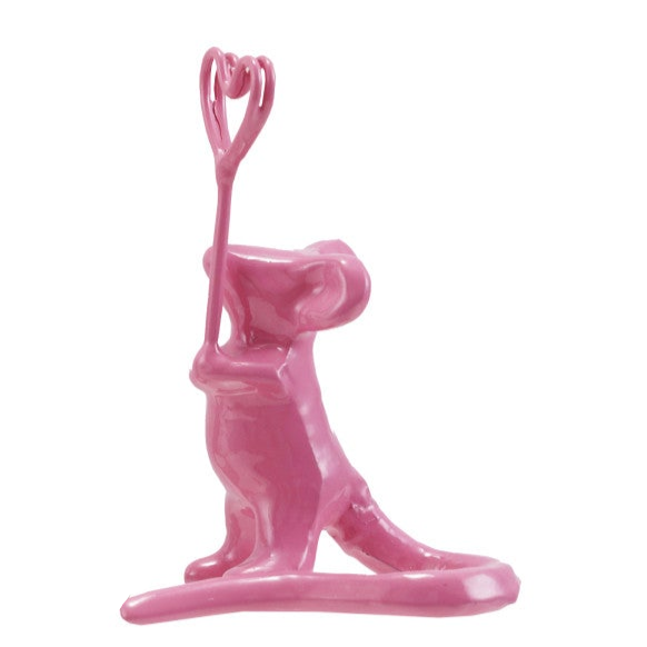 Enameled Cast Iron Mouse Holding Heart Shaped Place Card/Photo Holder, 4 Colors