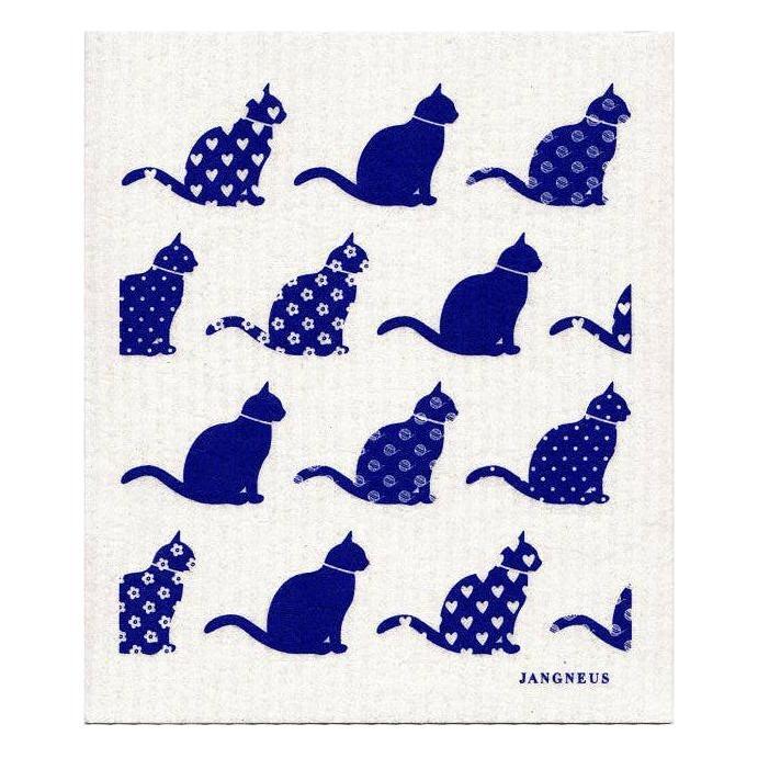 Swedish Dishcloth - Cats - Blue