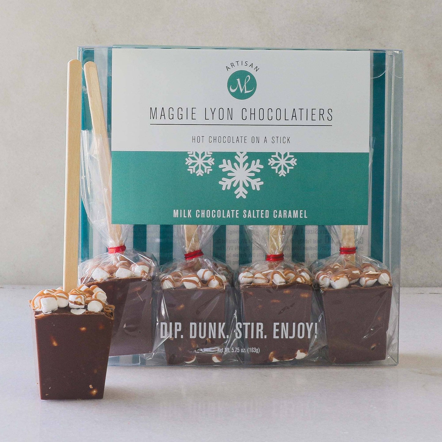 4pc Hot Chocolate on a Stick - Milk Chocolate Salted Caramel
