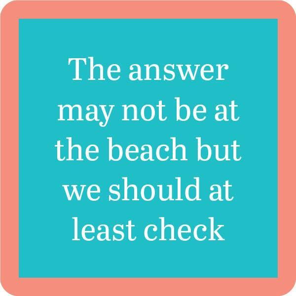 Beach Answer Coaster | Funny Party Gift | Home Bar Decor