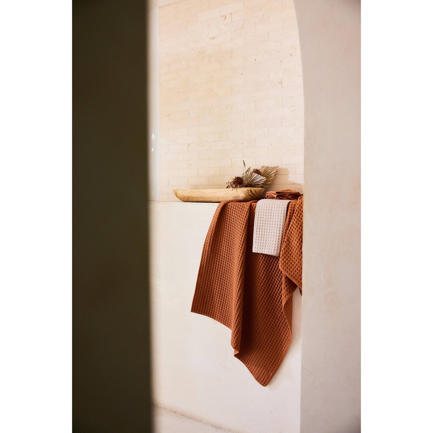 Clay Geometry Waffle Hand Towel
