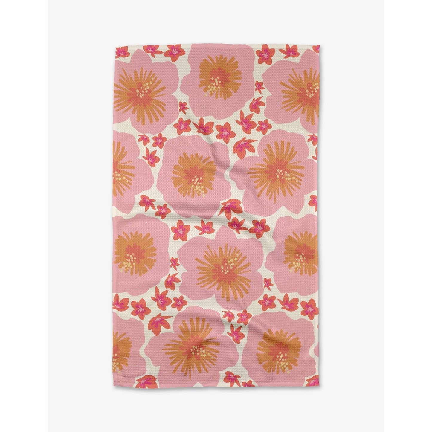 Hibiscus Sunset Geometry Tea Towel