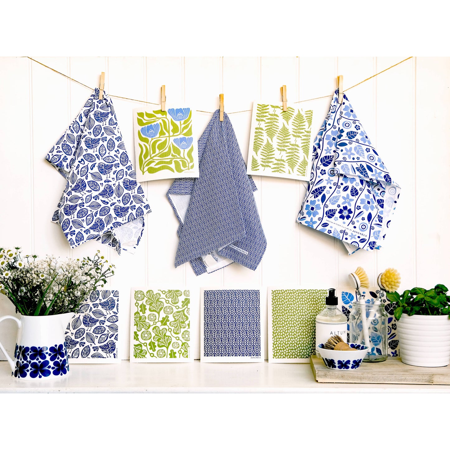 Swedish Dishcloth - Robins - Blue