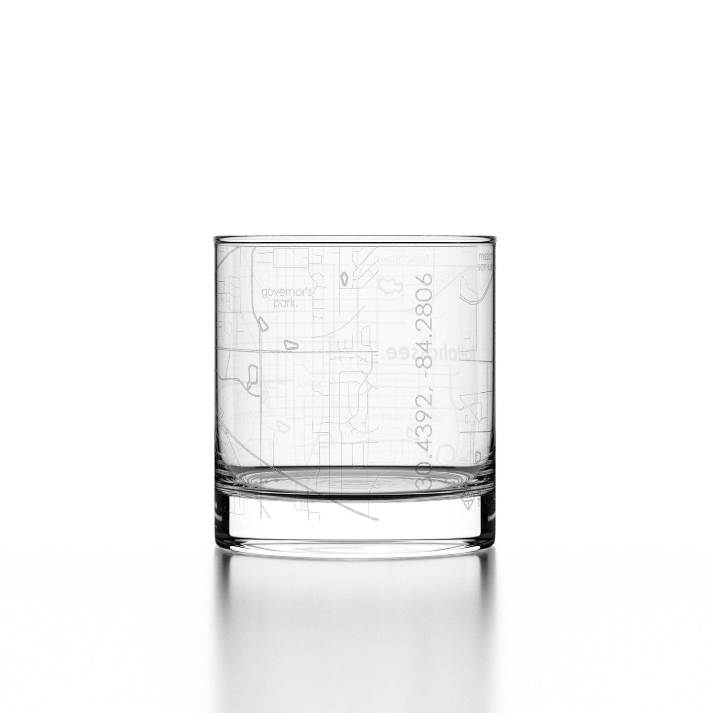 Tallahassee FL Map Rocks Whiskey Glass