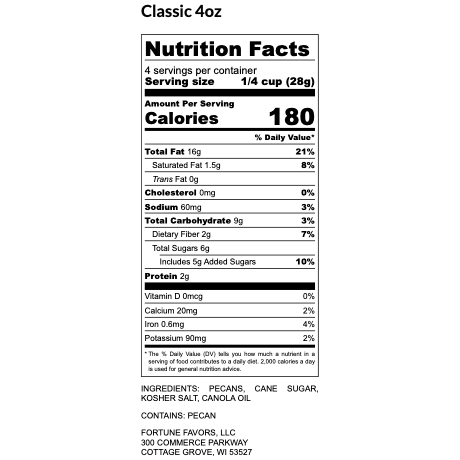 4oz Fortune Favors The Classic Candied Pecans