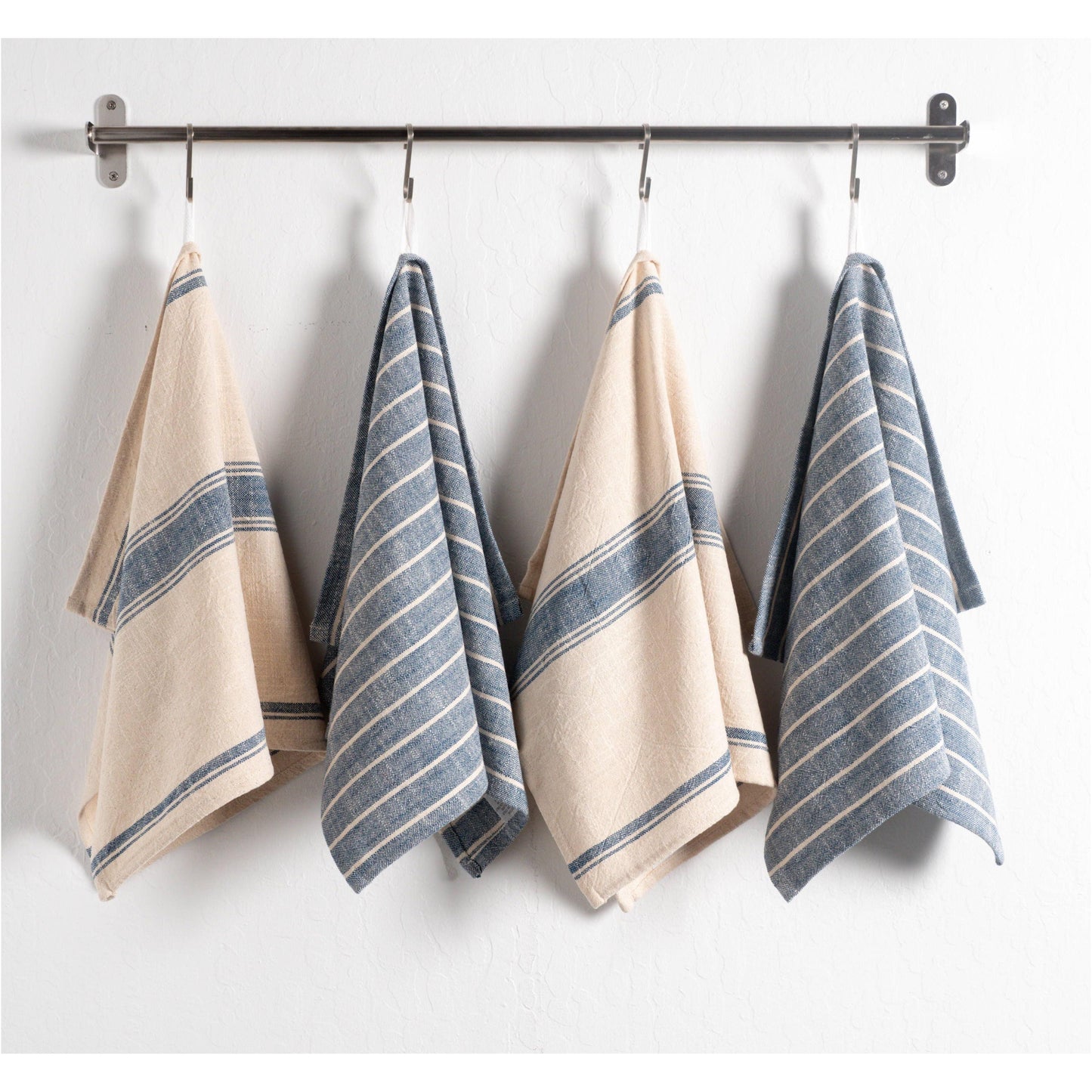 Firenze Set Of 2 Natural Slubbed Kitchen Towels, 18" x 28"