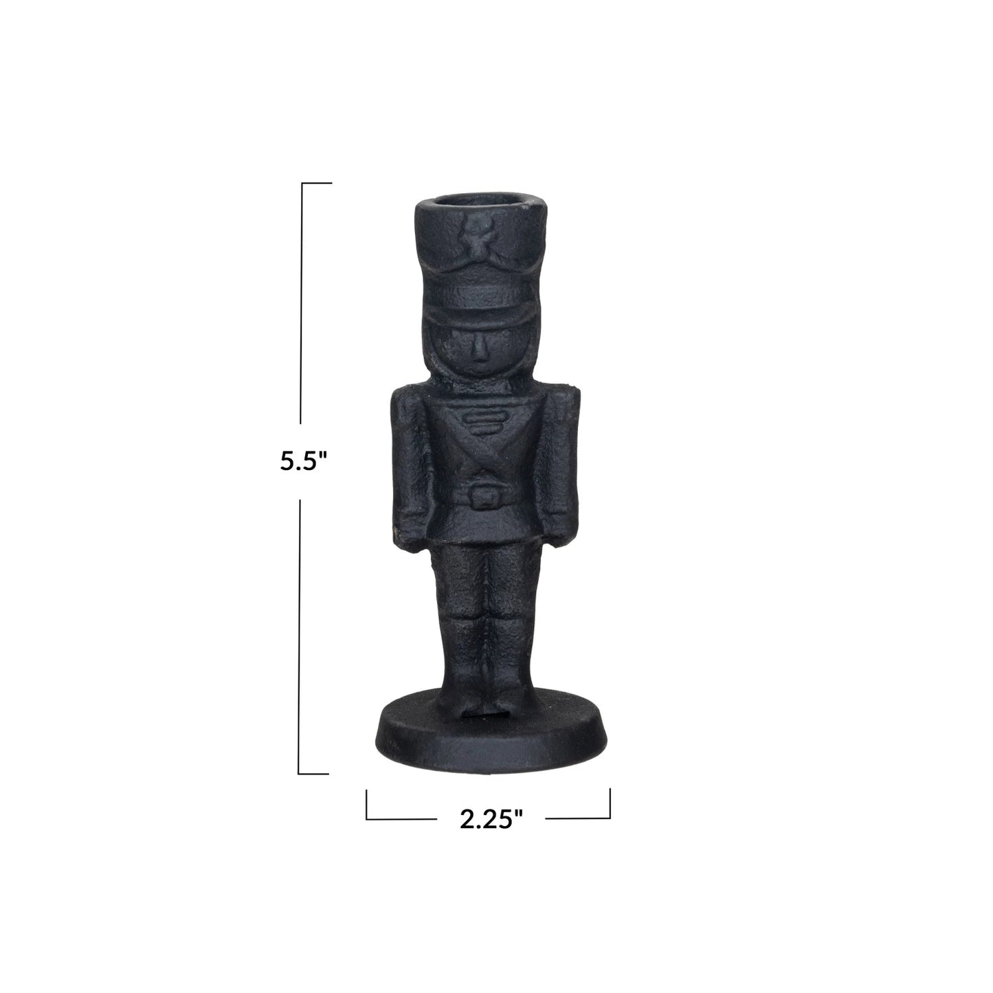 Cast Iron Soldier Shaped Taper Holder, Black
