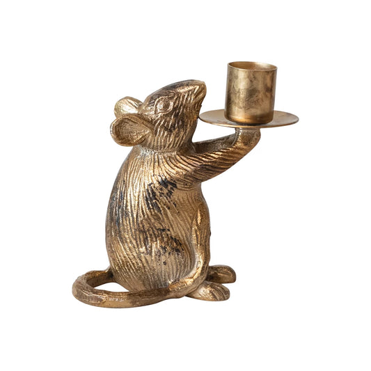 Gold Mouse Candle Holder