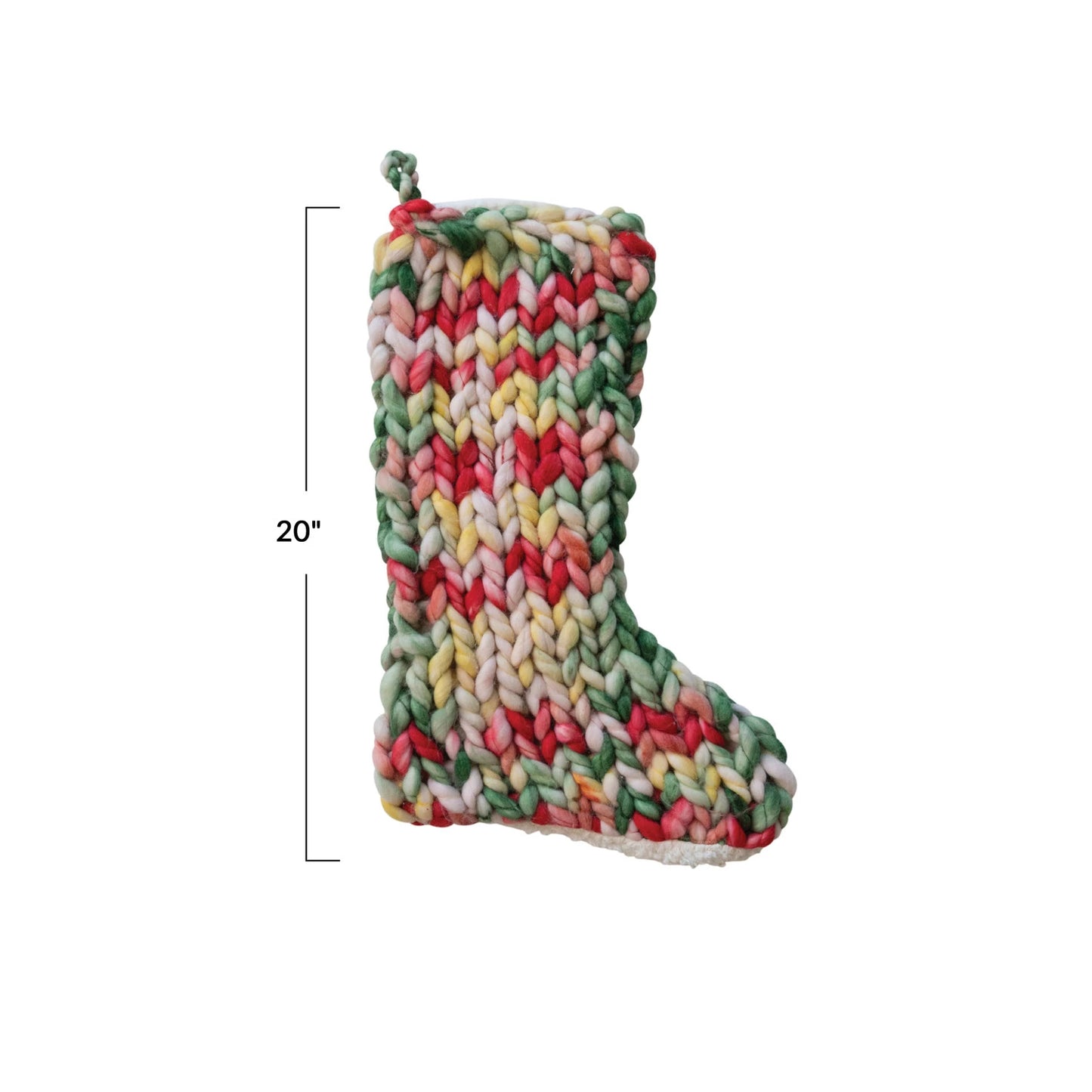 Hand-Woven Acrylic Knit Stocking w/ Sherpa Back, Multi Color