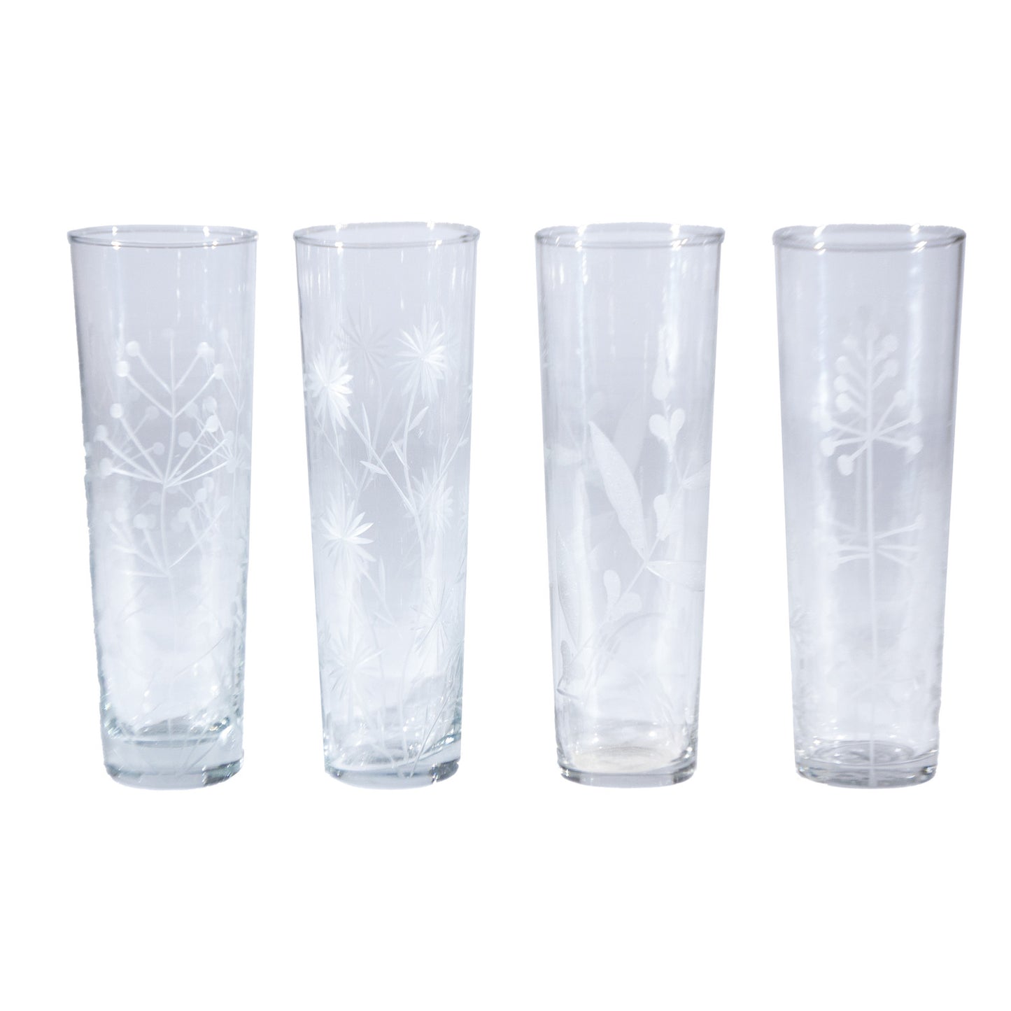8 oz. Hand-Blown Drinking Glass with Etched Botanicals, 4 Styles
