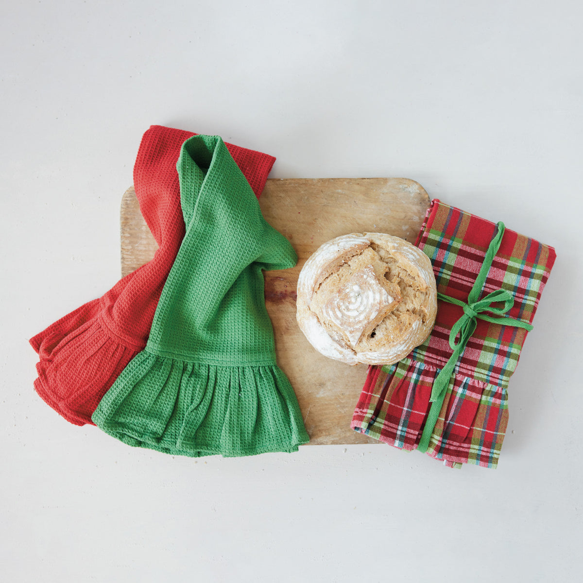 Ruffled Holiday Kitchen Towels, Set of 3