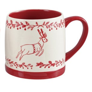Red & White Holiday Mug, 18 oz
