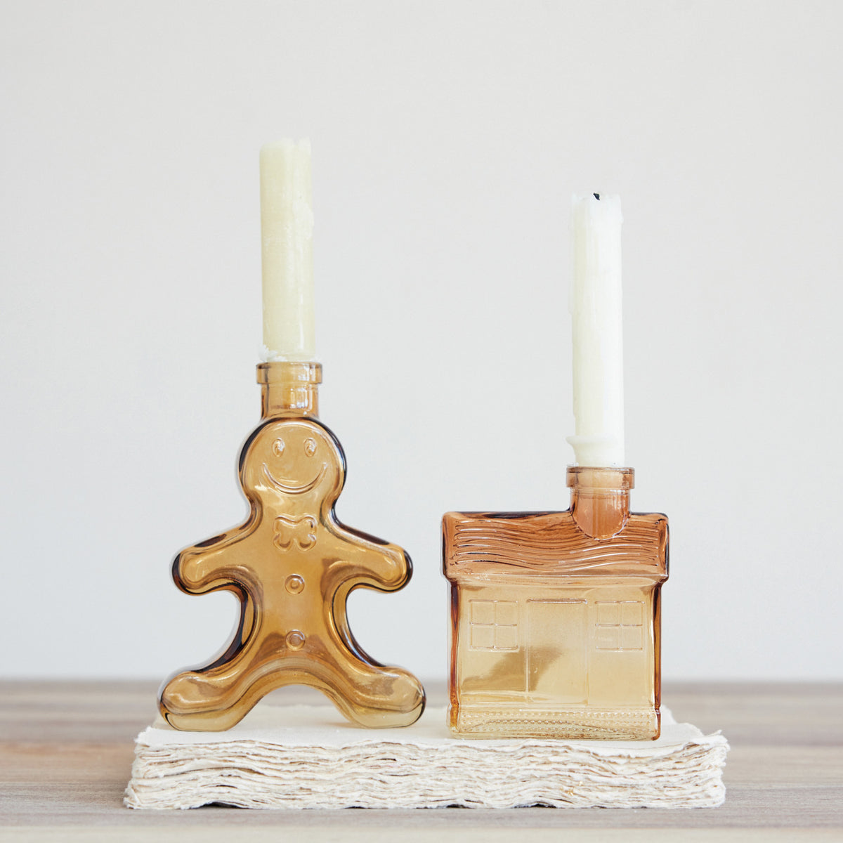 Gingerbread Glass Taper Holder