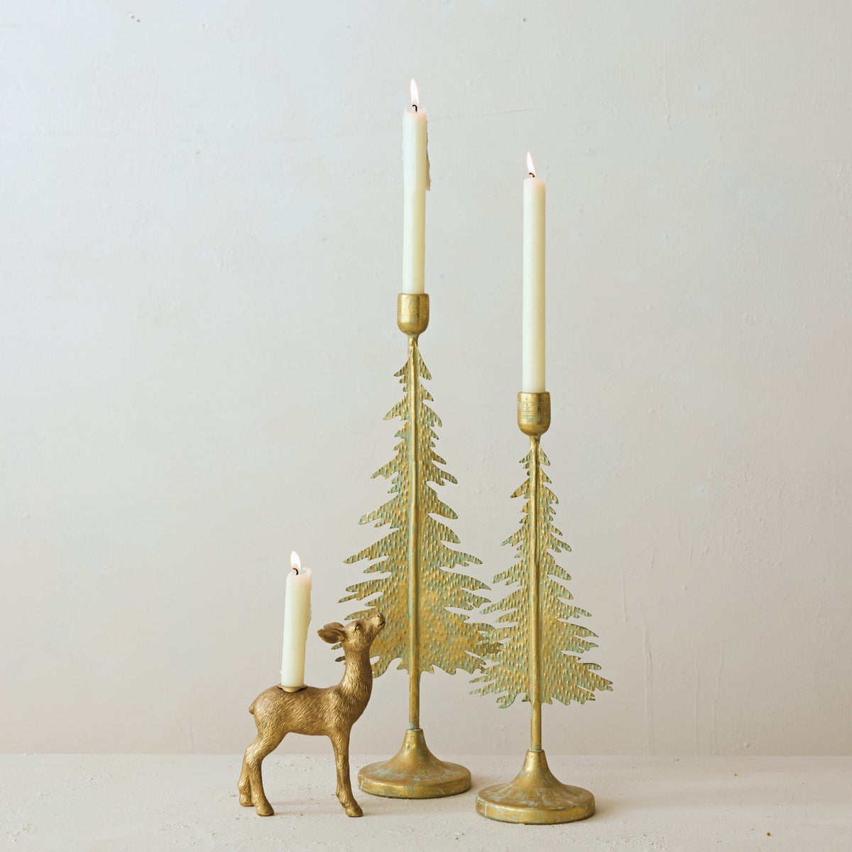 Short Metal Christmas Tree Candle Holder