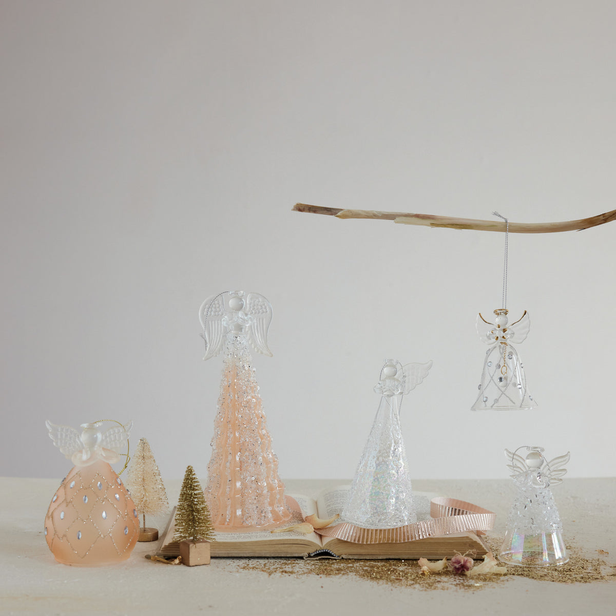 Glass Angel Ornament (Hangs or Sits)