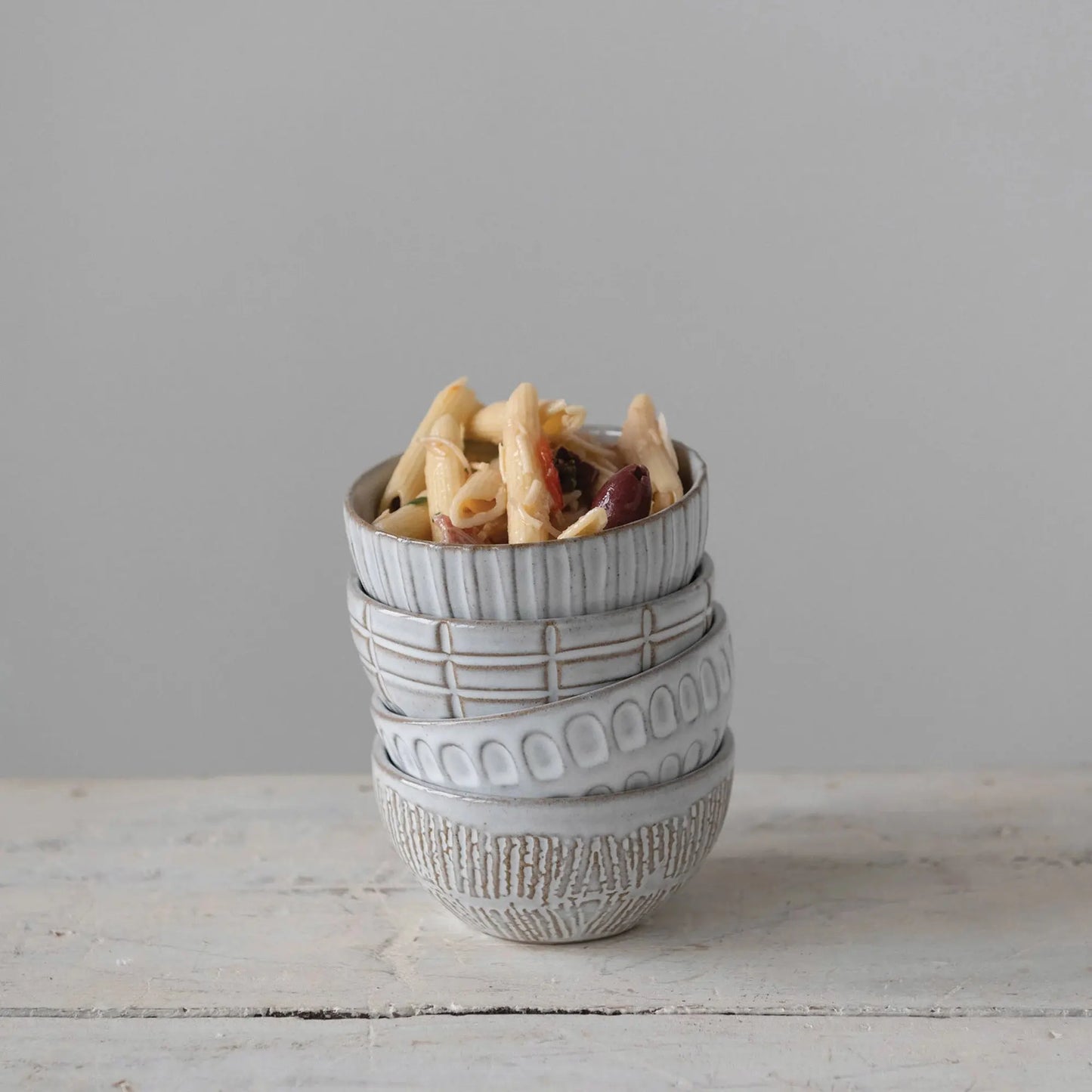 4" Debossed Stoneware Bowl, 4 Styles CREATIVE CO-OP
